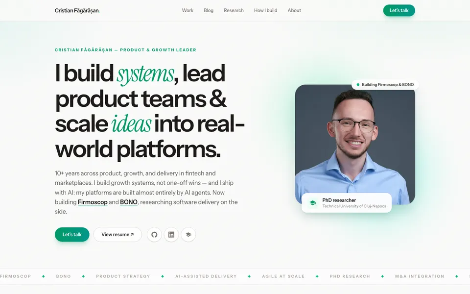 cristianfagarasan.com — product preview